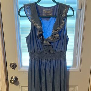 Cupio Blue Midi Dress with Ruffle Detail